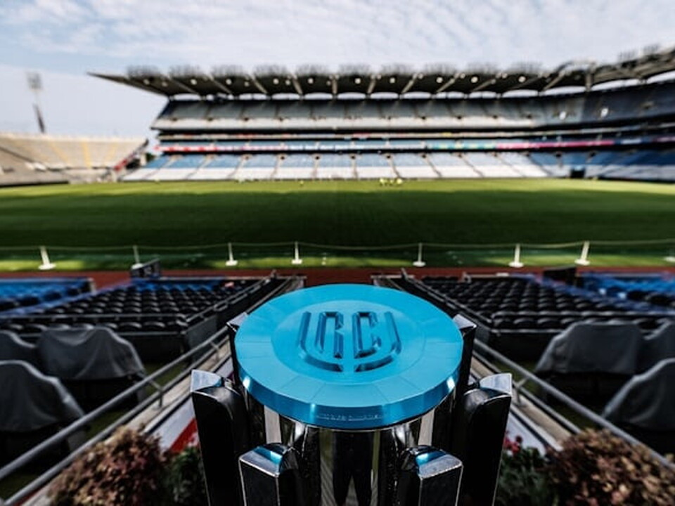 The URC trophy at Croke Park