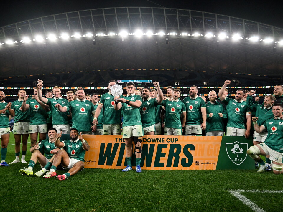 Dan Sheehan lifts the Lansdowne Cup for Ireland