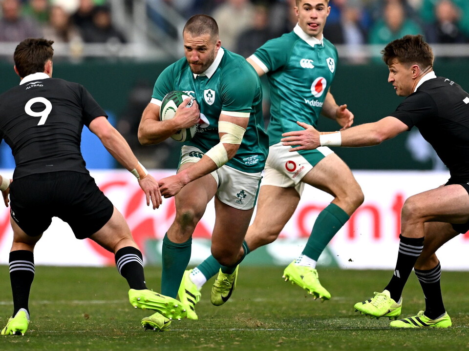 Stuart McCloskey powers forward against New Zealand