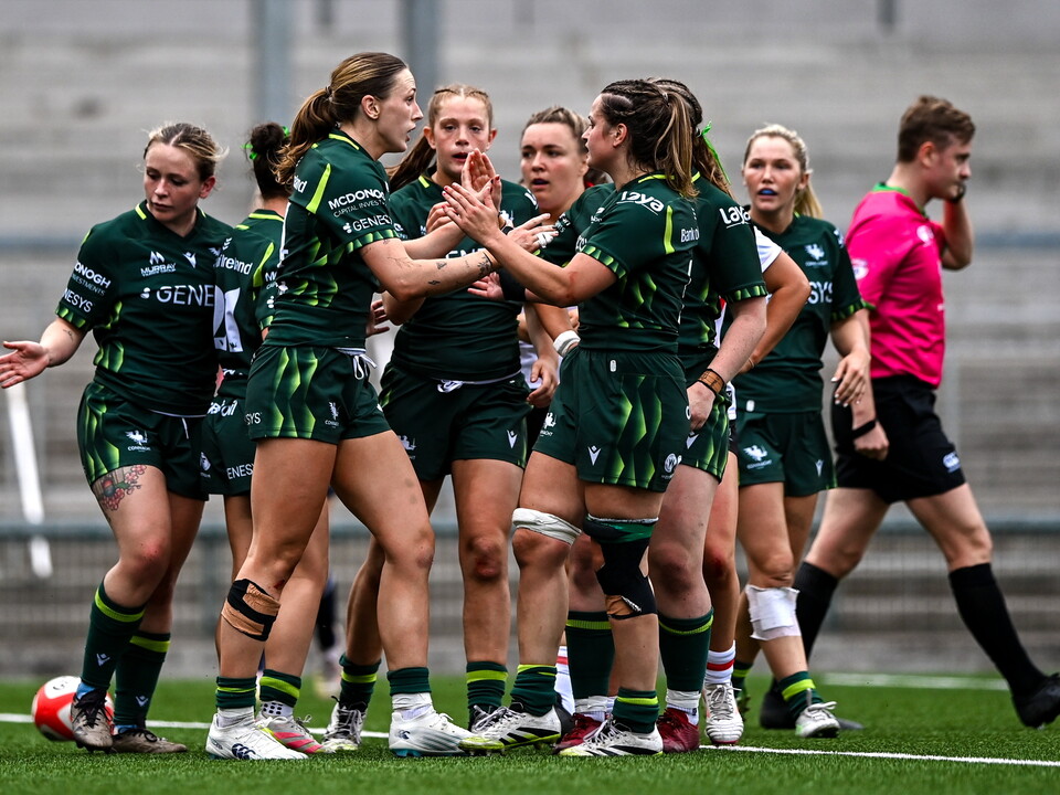 Anna McGann is congratulated after scoring Connacht's second try