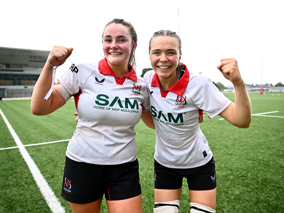 Ulster forwards Moya Hill and Rebecca Beacom celebrate
