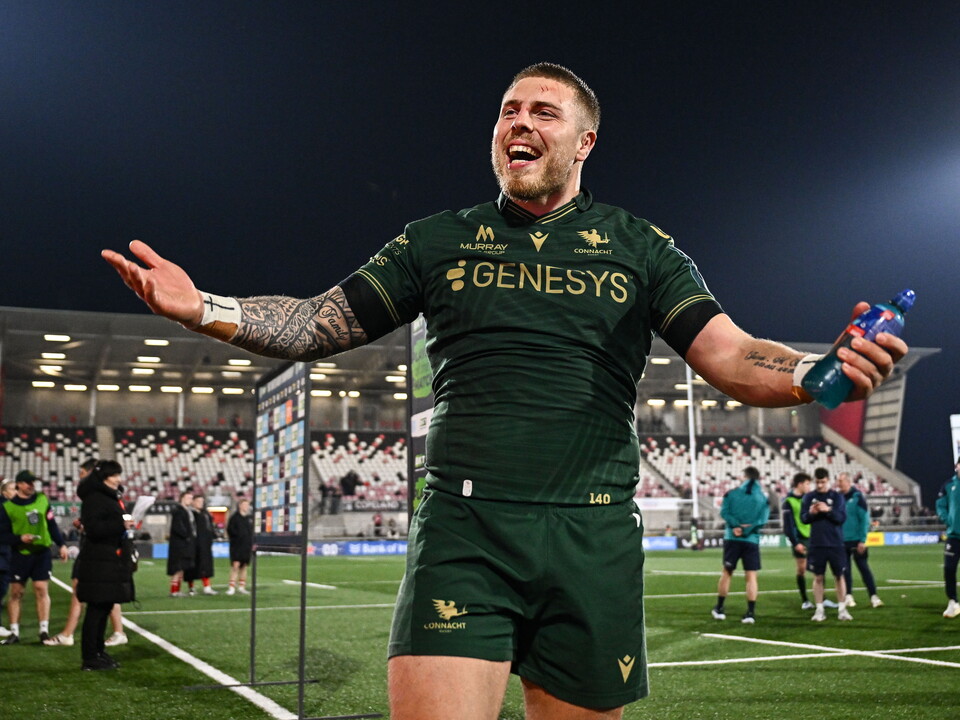 Sean Jansen celebrates Connacht's win over Ulster in Belfast