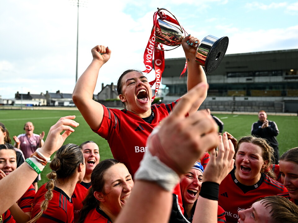 Munster captain Maeve Óg O'Leary with the Interprovincial trophy