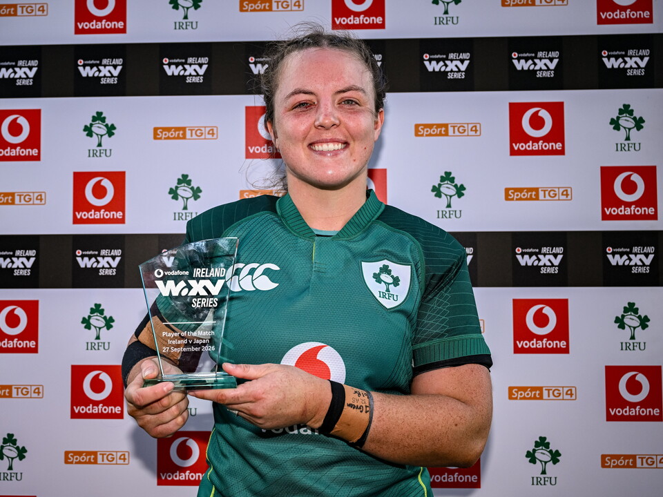 Brittany Hogan with her Vodafone player-of-the-match award