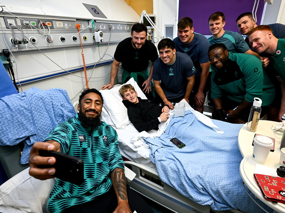 Ireland players at Temple Street